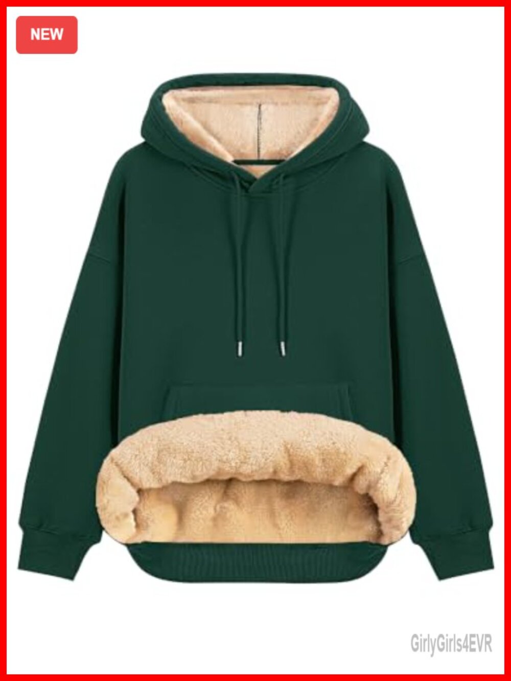 Sherpa Lined Fleece Hoodie Oversized Pullover Kangaroo Pocket Winter